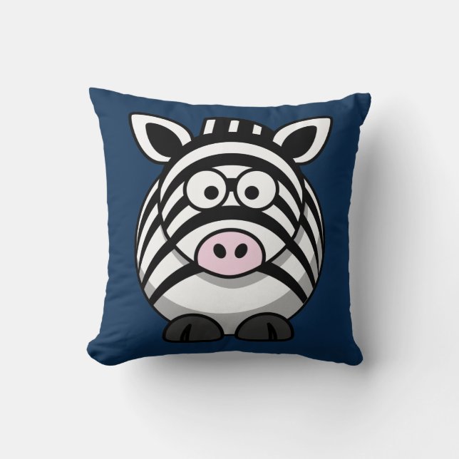 Coussin Caricature Zebra sur la Marine (Recto)