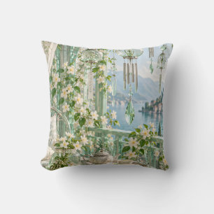 Coussin Carillons en verre menthe Balcon au bord du lac
