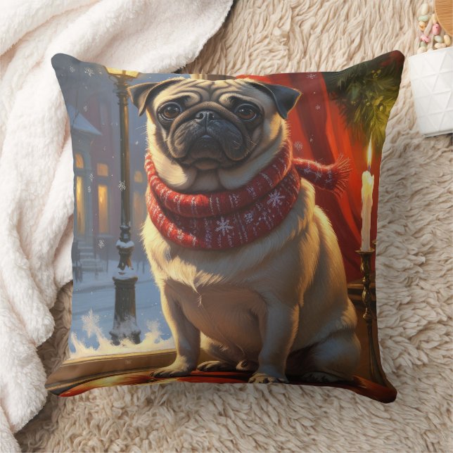 Coussin Carlin avec les lumières de Noël (Couverture)