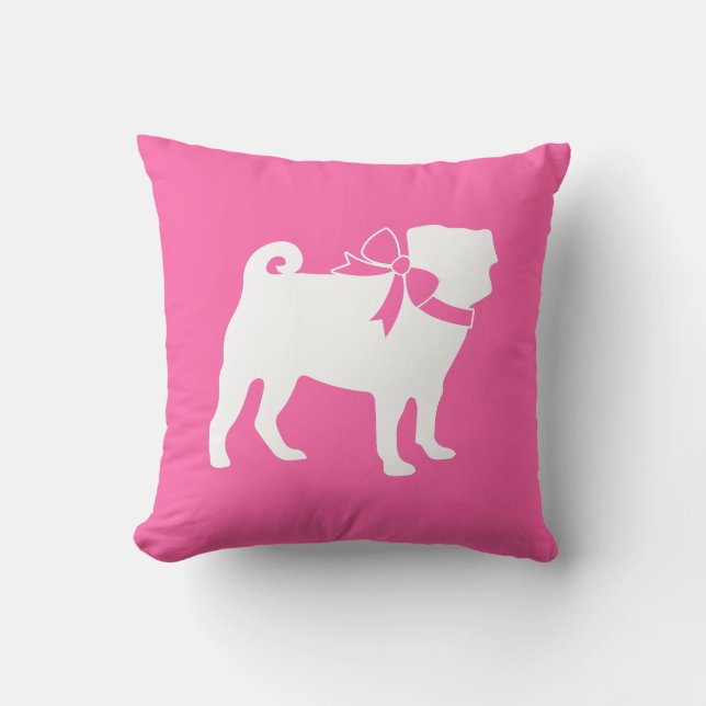 Coussin Carlin chien Baby shower fille rose avec la mâchoi (Recto)