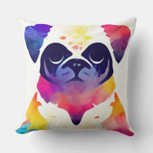 Coussin Carlin Chien Nature sauvage Couleurs animales Pein