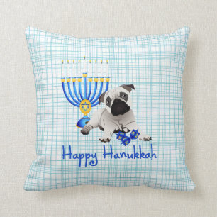 Coussin Carlin Hanoukka avec Menorah et Dreidels