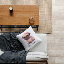 Carlin mignon avec Bow rose Personnalisé