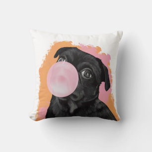Coussin Carlin noir rétro Bubblegum rose