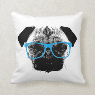 Coussin Carlin ringard dans le hippie bleu en verre