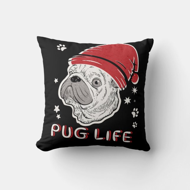 Coussin Carlin Vie Animal Père Noël Noël (Recto)