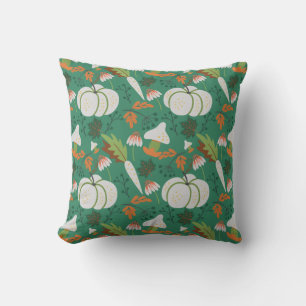 Coussin Carottes et champignons motifs sans soudure citrou