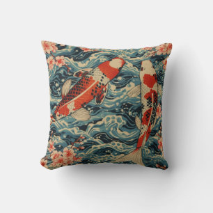 Coussin Carpeaux japonais Koi et fleurs de cerisier — Vagu