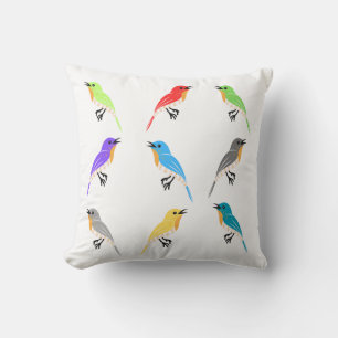 Coussin Carré aux oiseaux colorés
