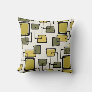 Coussin Carré biaisé Motif du milieu du siècle Chartreuse