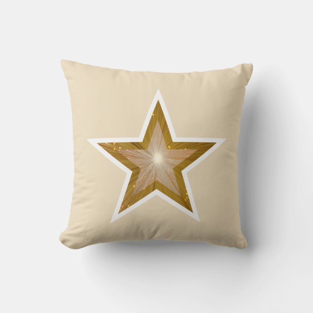 Coussin carré blanc "Gold" Star crème blanche dos (Recto)