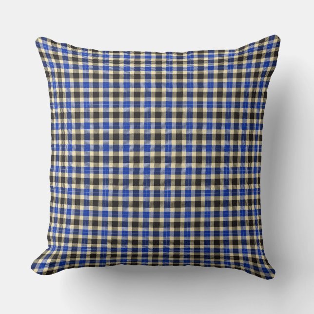 Coussin Carré bleu et noir Tartan bleu marine (Recto)