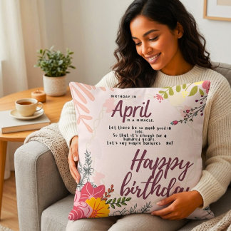Coussin Carré de citation floral Miracle d'anniversaire d'