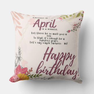 Coussin Carré de citation floral Miracle d'anniversaire d'