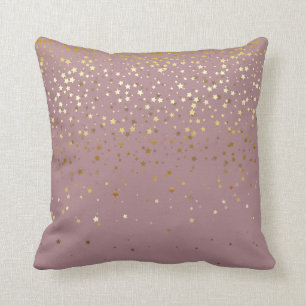 Coussin Carré des Petite étoiles d'or Coussin-Mauve