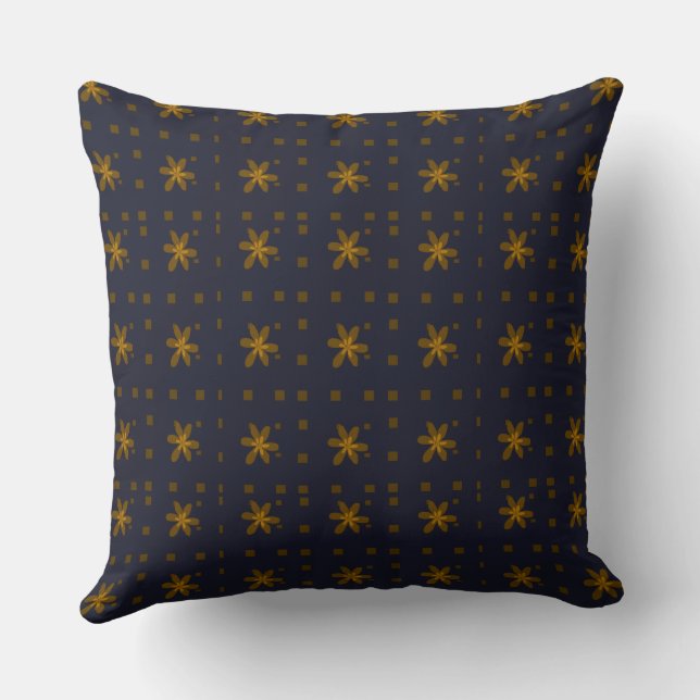 Coussin Carré floral officiel énigme marine moutarde (Verso)