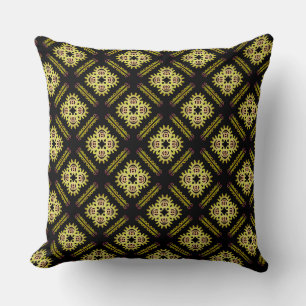 Coussin carré Jimette Design jaune sur noir.