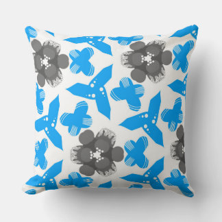 Coussin carré Jimette Design turquoise gris blanc