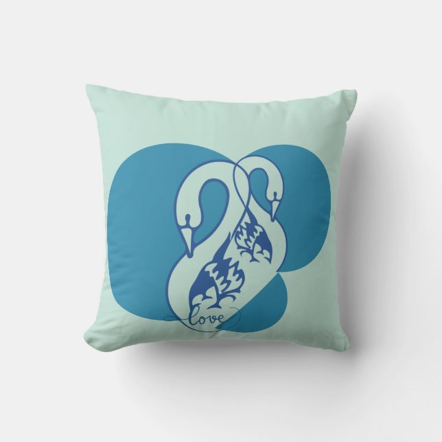 Coussin carré Love & Swans (Recto)