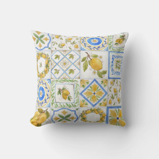 Coussin Carré Motif Sicilienne Lemons Watercolor