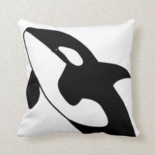 Coussin carré noir et blanc de baleine d'orque