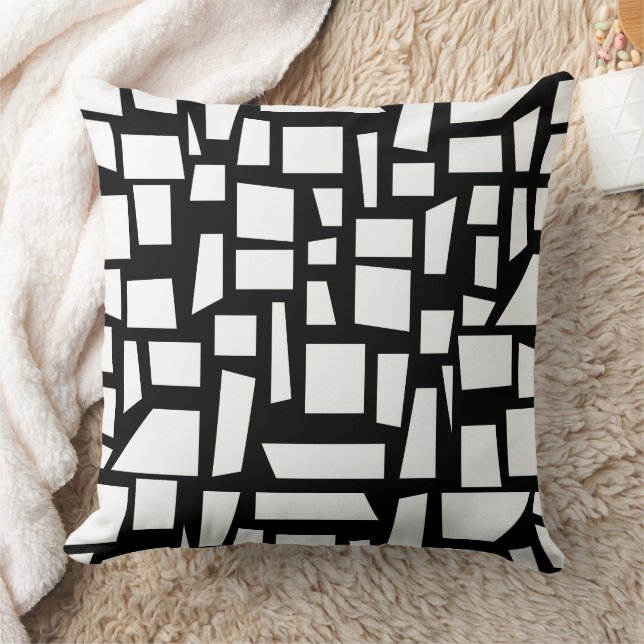 Coussin Carré noir et blanc et Motif rectangle (Couverture)