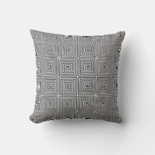 Coussin Carré noir et blanc motif géométrique transparent