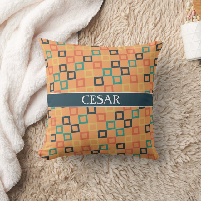 Coussin Carré Peach Blue Minimal Motif (Couverture)