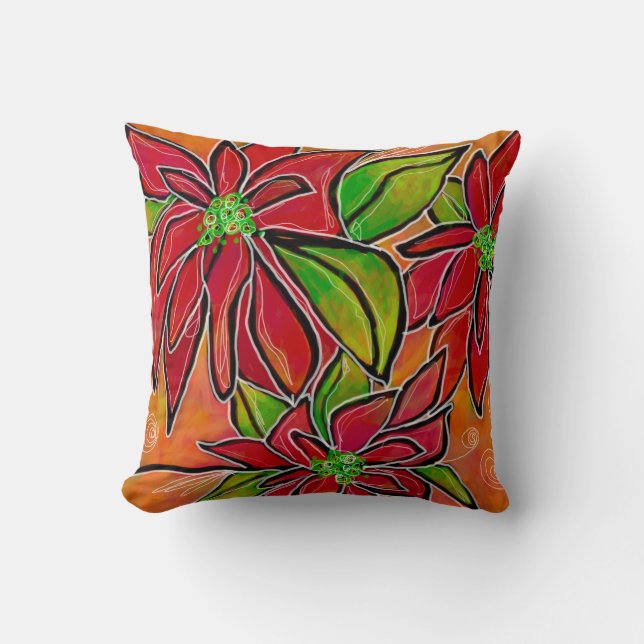 Coussin Carré Poinsettia (Recto)