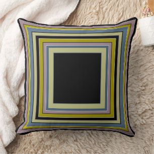 Coussin Carré rayé motif gris olive classique