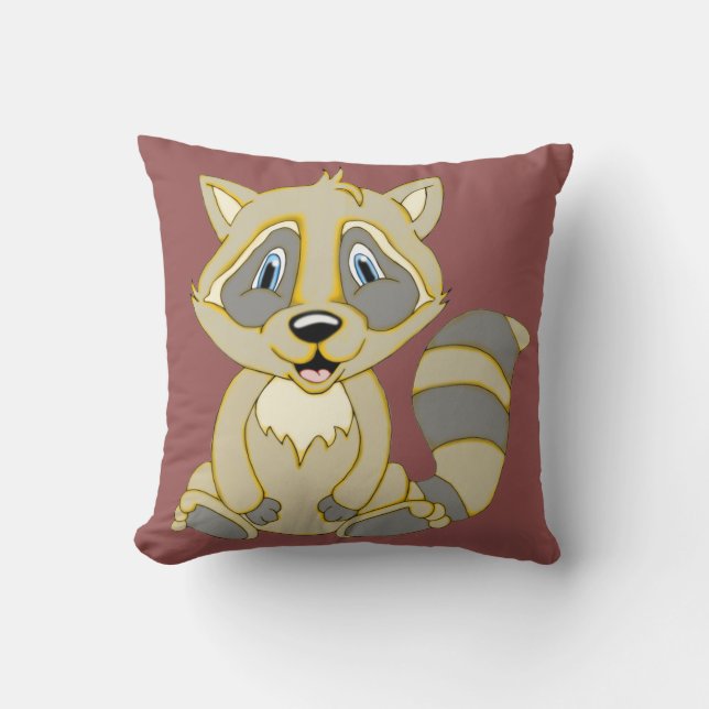 Coussin Carré Rocky Raccoon (Recto)