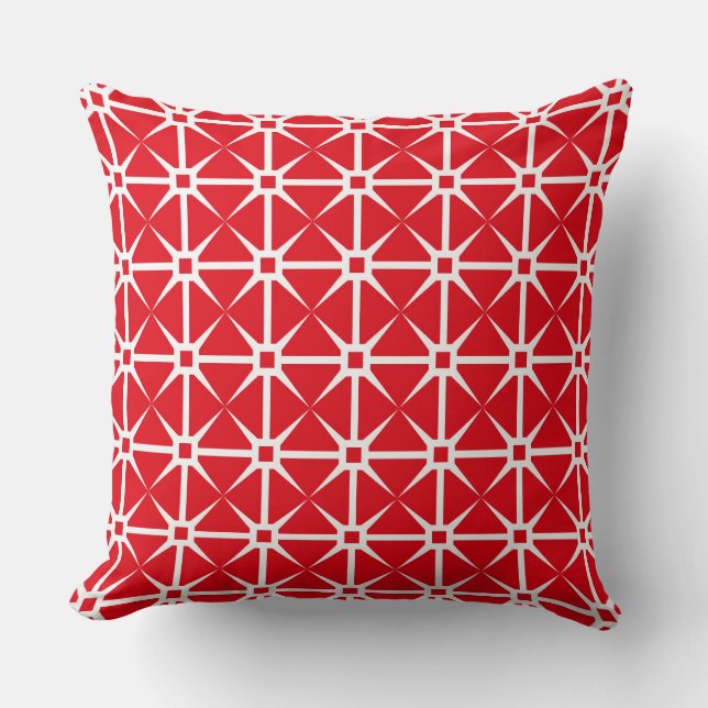Coussin Carré rouge et blanc et motif étoile (Recto)