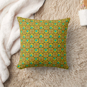 Coussin Carré Turquoise Orange Vert Point Motif géométriqu
