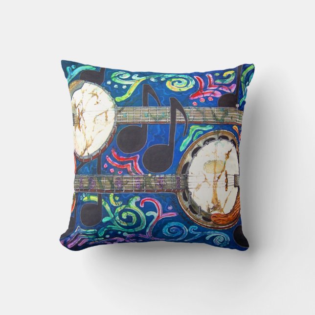 Coussin Carreau 16" de polyester de banjos x 16" (Recto)