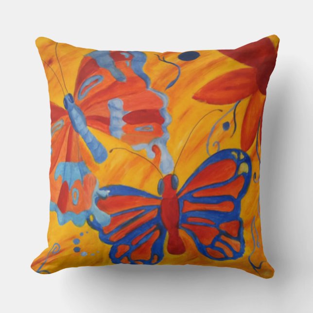 Coussin Carreau abstrait de papillon de monarque de (Recto)