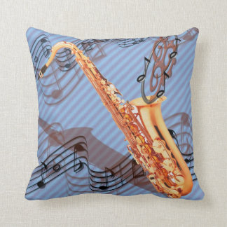 Coussin Carreau abstrait de saxophone de réversible