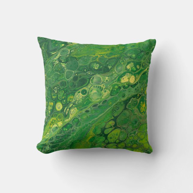 Coussin Carreau abstrait vert et du jaune | (Recto)