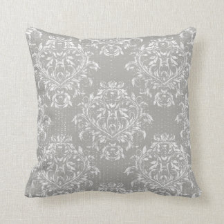 Coussin Carreau affligé de damassé - gris/gris