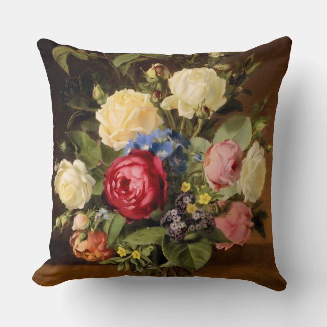 Coussin Carreau antique "de roses victoriens" d'impression (Recto)