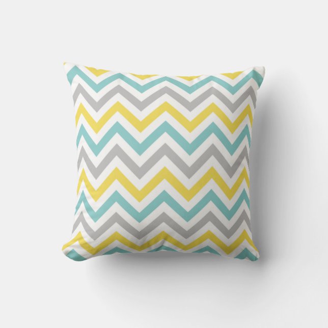 Coussin Carreau | {Aqua, soleil et gris} de Chevron (Recto)