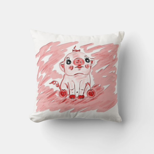 Coussin Carreau avant et arrière de porc rose (Recto)