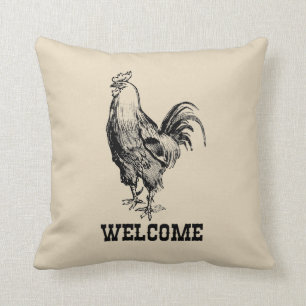 Coussin Carreau bienvenu de style de ferme de poulet