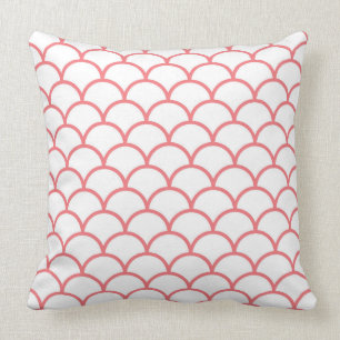 Coussin Carreau blanc avec les festons de corail
