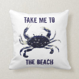 Coussin Carreau blanc de marine de crabe nautique de plage