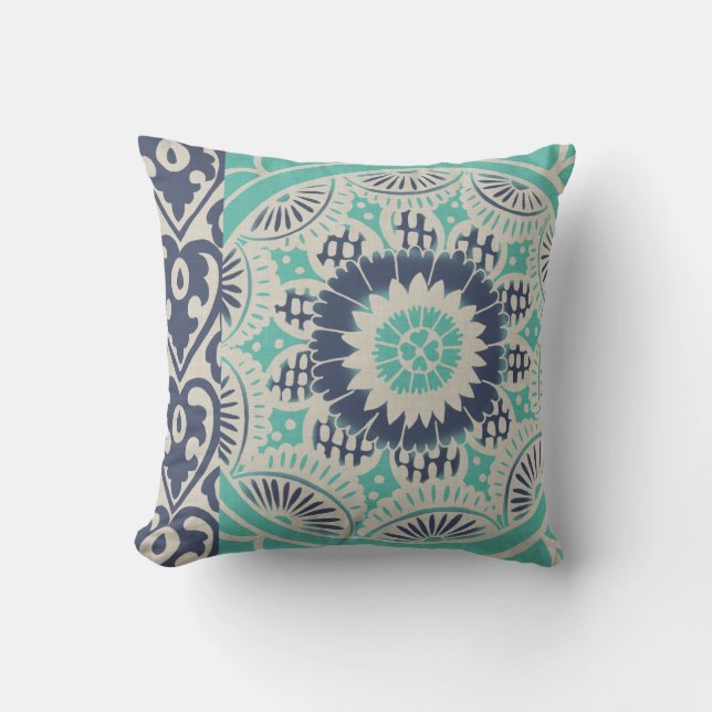Coussin Carreau bleu Batik III (Recto)