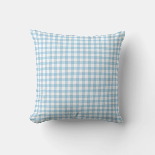 Coussin Carreau bleu-clair de motif de guingan (Recto)
