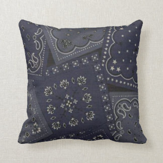 Coussin Carreau bleu de MoJo de motif de Bandana de pays