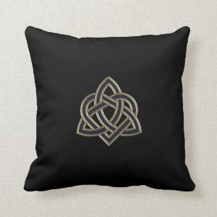 Coussin Carreau celtique noir de noeud de coeur de trinit