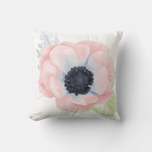 Coussin Carreau chic de pavot de rose en pastel