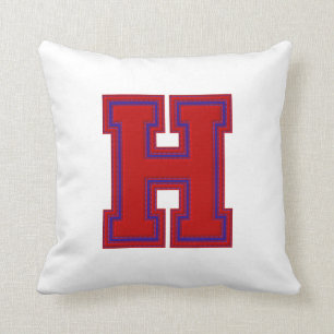 Coussin Carreau collégial de lettre, H Rouge-Bleu
